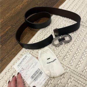 Salvatore Ferragamo Black Leather Men's Belt